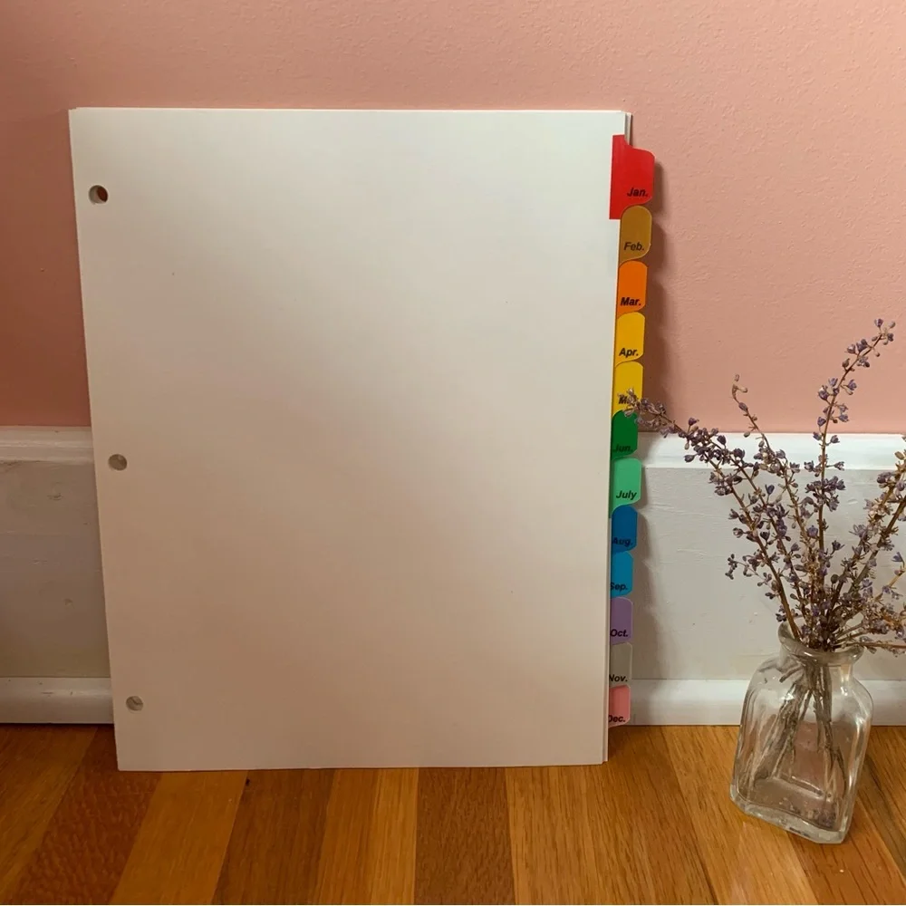 Avery Color Coded 12 Month Index Divider Tabs White Rainbow Tabs